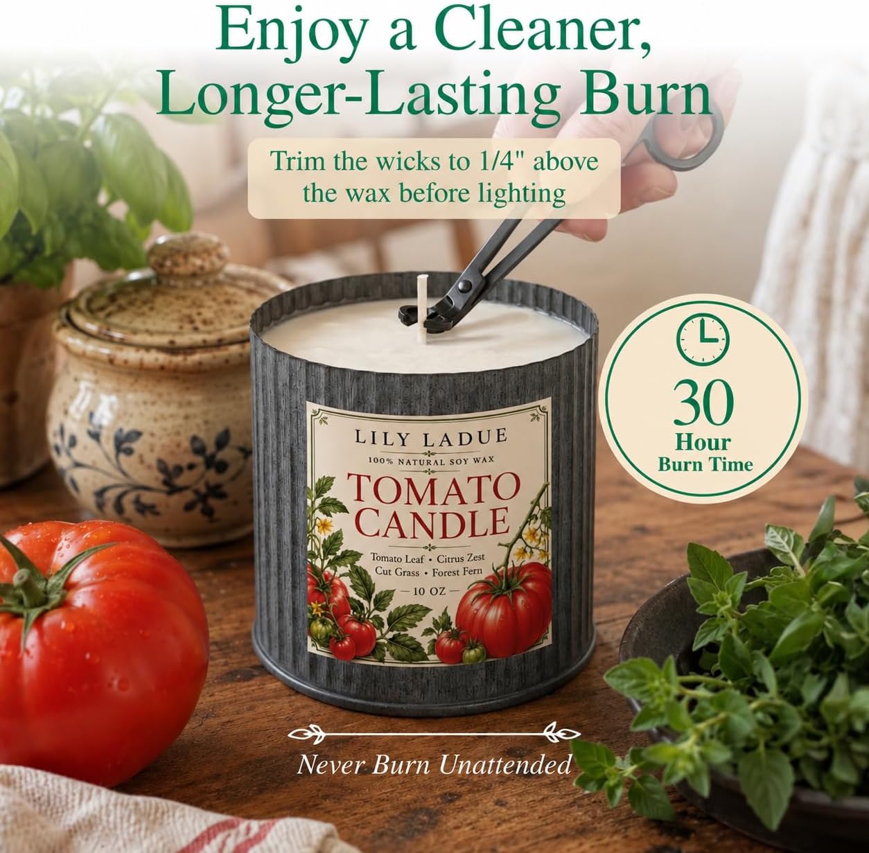 Tomato Candle, 10 Oz. 100% Scented Soy Candles for Women and Men image 5