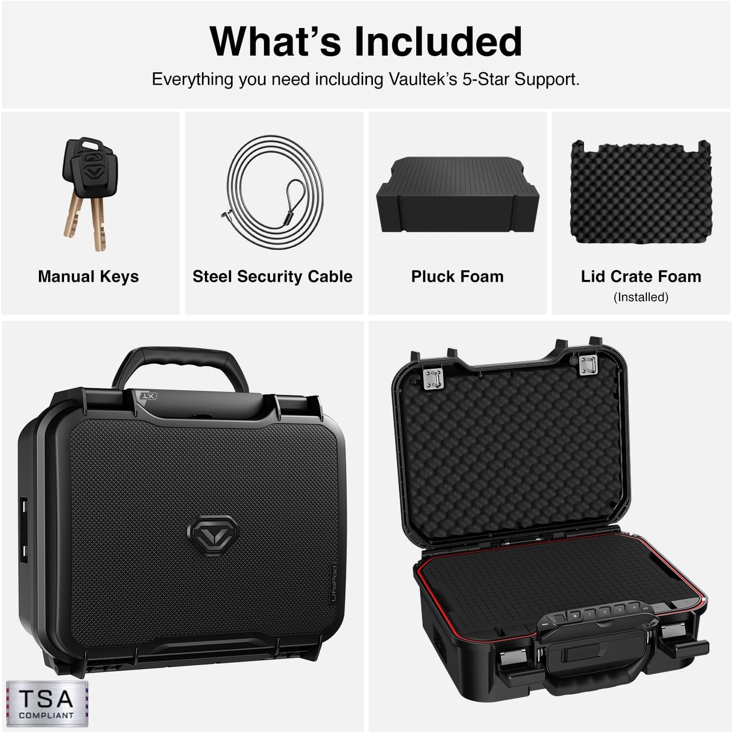 VAULTEK LifePod XT Series Weatherproof Multiple Handgun Safe Modular Interior Secure Rugged Portable Lockbox with Backlit Keypad
