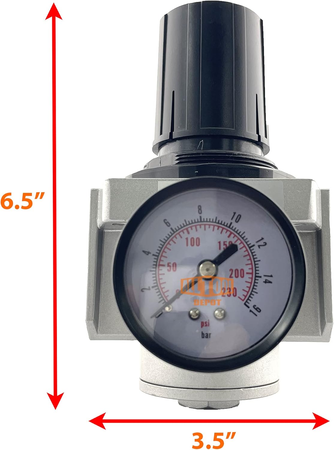 1” NPT SUPER DUTY In-Line Compressed Air Pressure Regulator For Air Compressor, 7 To 215 PSI Adjustable