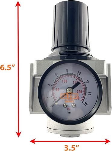 Miniatura 2 de 1" regulador de presión de aire comprimido en línea estupendo NPT para compresor de aire, 7 a 215 PSI ajustable