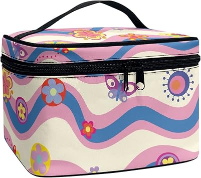 Horeset Cartoon Straps Print Cosmetic Bag for Women Ladies,Casual Design Makeup Bag Summer Travel Storage Pouch Coin Purse