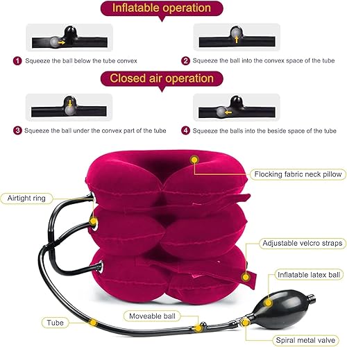 Miniatura 2 de Dispositivo de tracción cervical para aliviar el dolor de cuello, soporte inflable ajustable para el cuello, almohada de tracción cervical para uso
