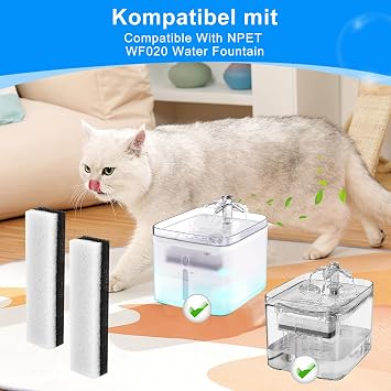 Evcil Hayvan Su Çeşmesi Filtresi, Kedi Köpek Su Çeşmesi Yedek Filtreler WF020 ile Uyumlu Tam Şeffaflık Su Çeşmesi - 12 Paket