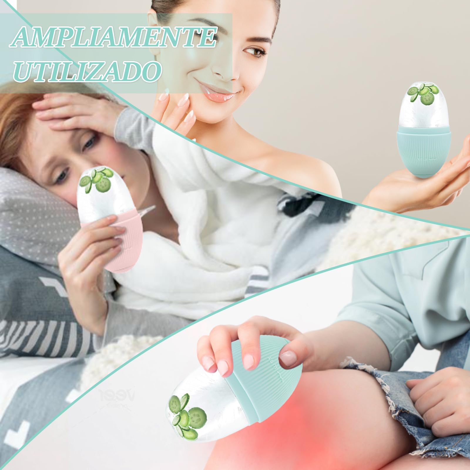 2 Piezas Ice Roller Facial Hielo para la Cara|Reusable Silicone Rodillo de Hielo Facial|Hielo Facial para Hielo Cara, Reafirmar la Piel, Ojeras y Bolsas Faciales (A)