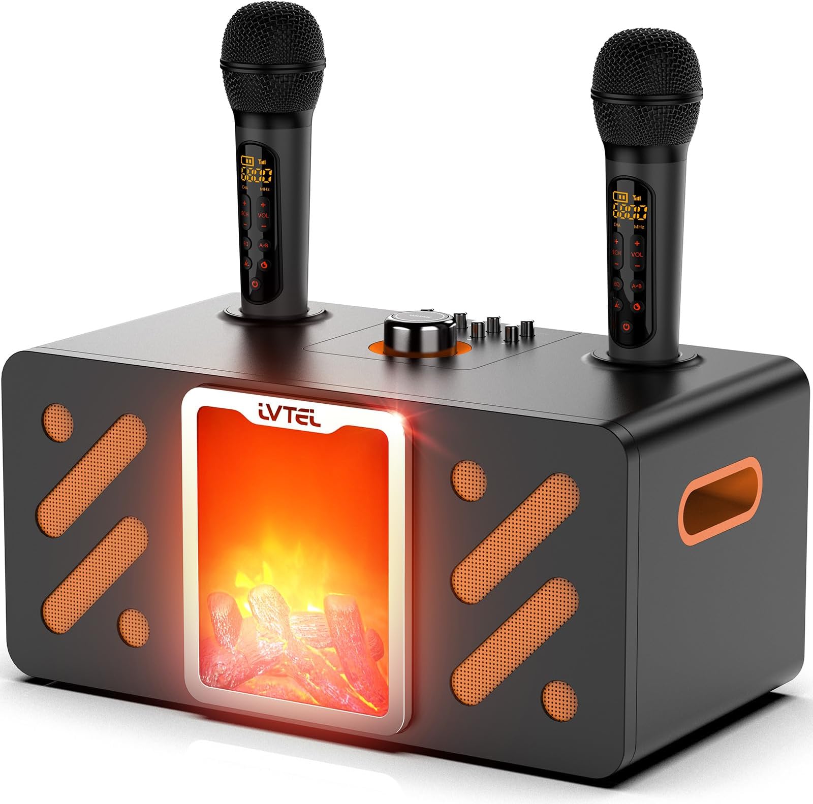 Karaoke Machine for Adults, with 2 UHF Wireless Microphones, 6 Sound Modes, Supports BT/AUX/USB/TF/COA/PC, LED Lights Powerful Portable Bluetooth Speaker for TV/Home/Karaoke/Party