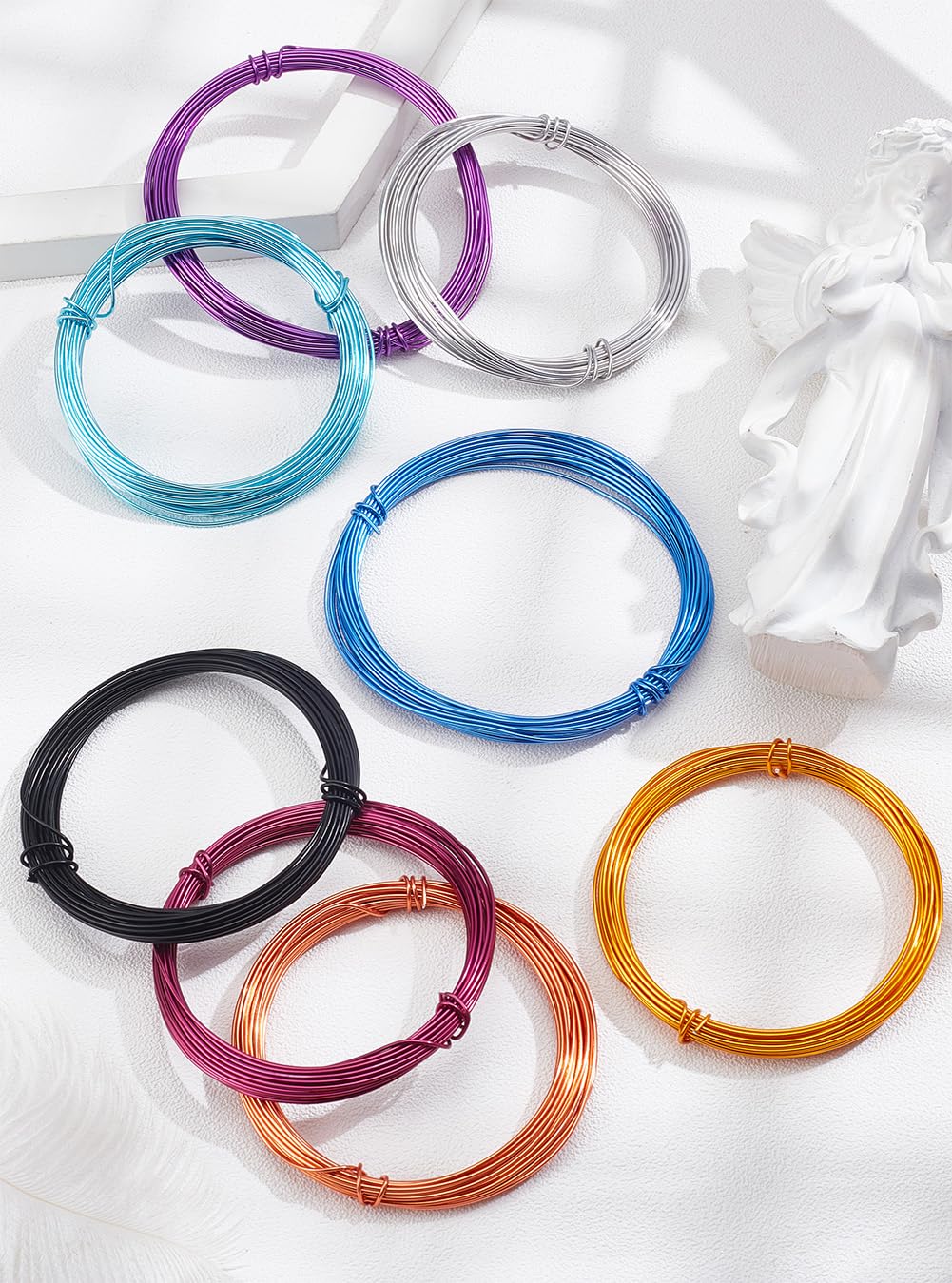 43.68 Yards 8 Colors Round Aluminum Wire, Bendable Metal Craft Wire, Jewelry Making Accessories for Sculpting Doll Making Modelling Bonsai Training Crafting, 0.04inch