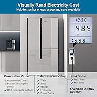 Vista 2 de SURAIELEC Medidor de Vatios, Medidor de Energía de Enchufe, Calculadora Automática de Costos, Pantalla Grande Retroiluminada, Protección Contra