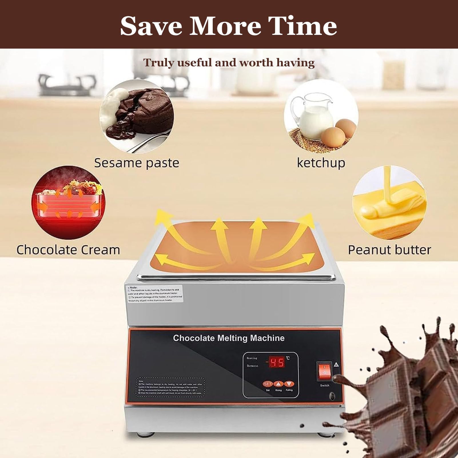 Tempéreuse à Chocolat numérique 500 W, Machine à Fondre Le Chocolat, contrôle de température réglable de 0 à 85 °C, idéale pour Chauffer et Maintenir Le Chocolat au Chaud Single-Cylinder