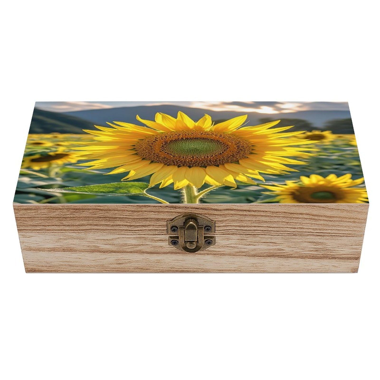 LZQPOEAS The Most Beautiful Sunflower Wooden Box Storage Space to Organize Jewelry in A Beautiful Small Storage Box Decorative Card Boxes Memory Treasure Boxes for Crafts And Photo Storage