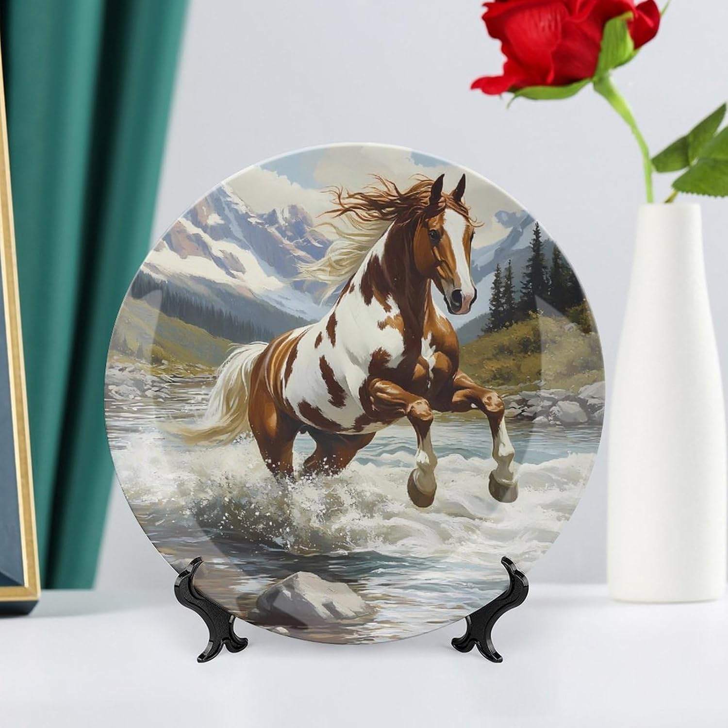 Running Horse Bone China Decorative Porcelain Plates Dinnerware Ornaments