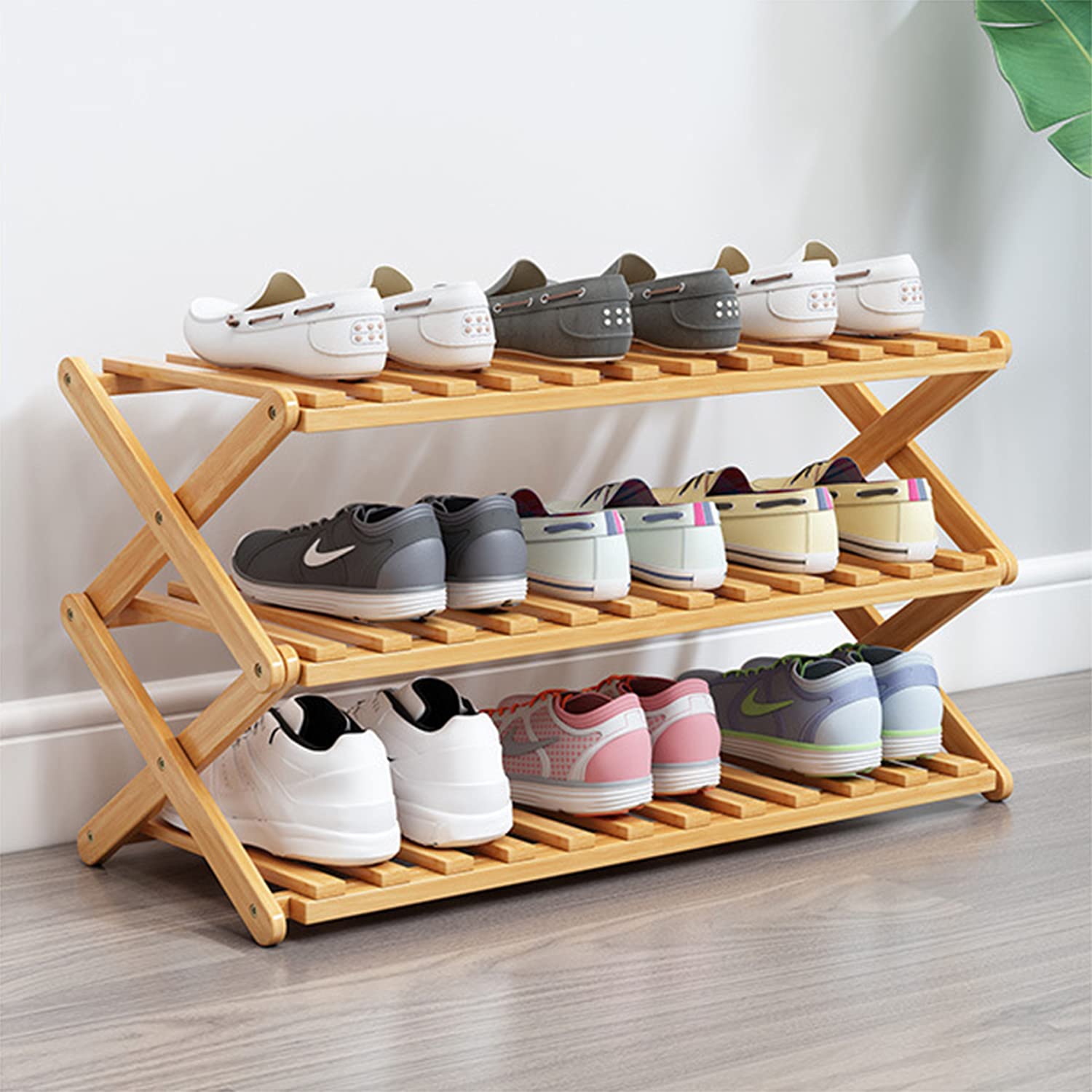 Étagère à chaussures bois pour organiser le salon ou la salle de bain