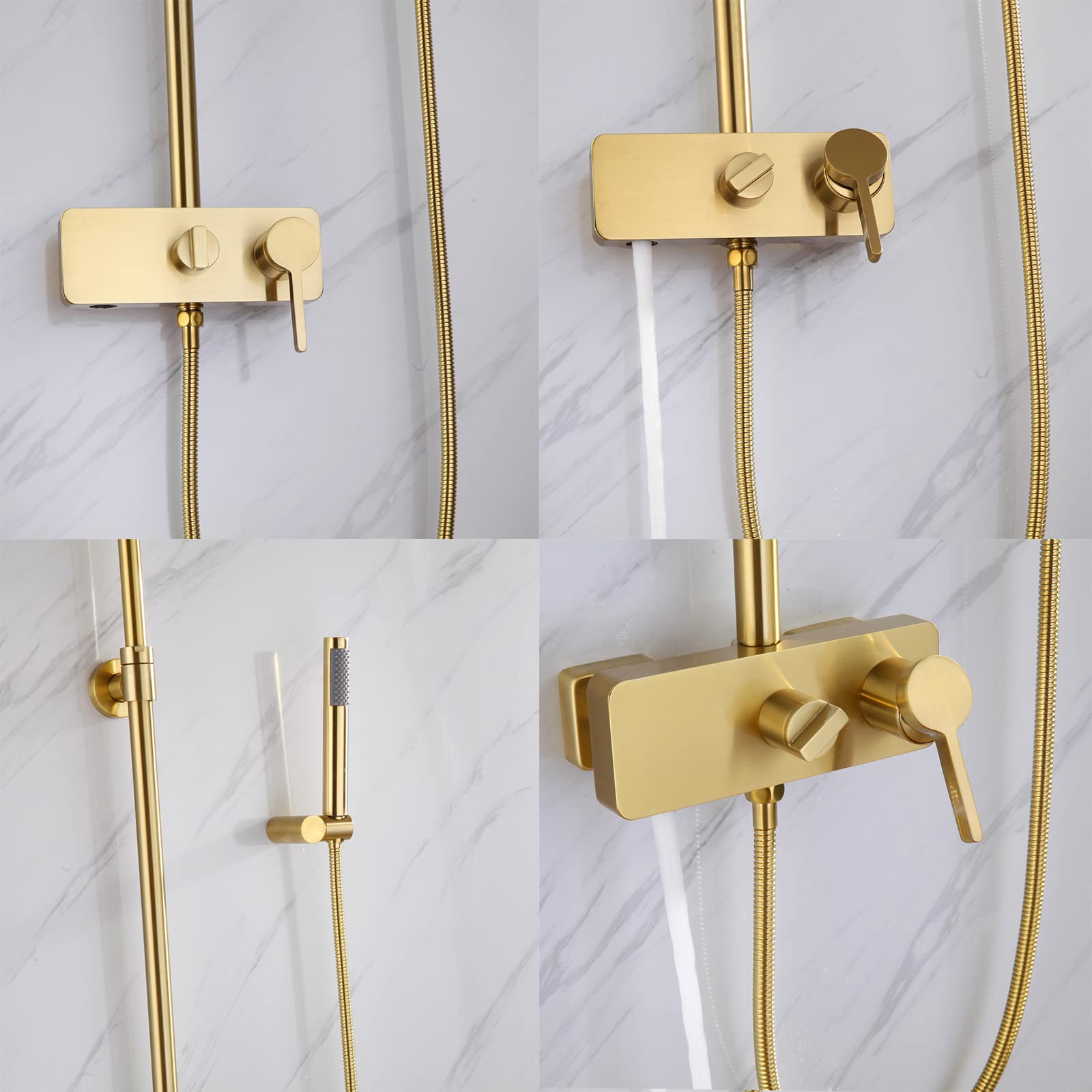Doccia Spazzola Spazzolato Doccia Set di rubinetti da Doccia a Parete Misbo a Pioggia Montato Combo Doccia Set da Doccia con Doccia a Pioggia ad Alta Pressione con Doccia a Mano, beccuccio vano da