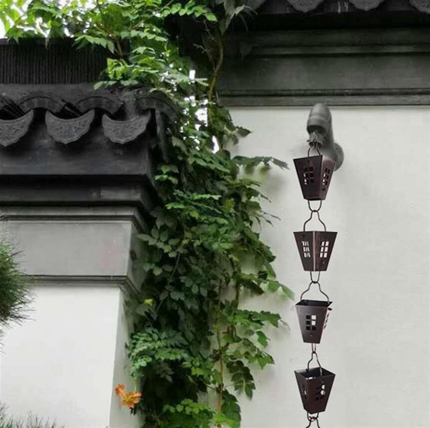 Rynna spustowa Łańcuch deszczowy Dzwonek deszczowy/rozłącznik kolektora, Drenaż krajobrazowy z patio ogrodowego ((Style 1,3m/10ft)