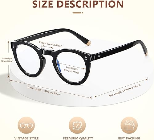 Miniatura 4 de EASY READ Lentes de lectura redondos retro con bloqueo de luz azul para mujer, anti rayos UV, lentes de computadora para mujer