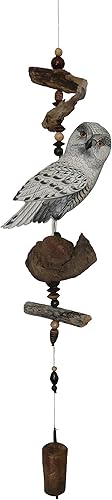 Cohasset Gifts 576 Wind Snowy Owl Cohasset Campana, pintada a mano en blanco y gris