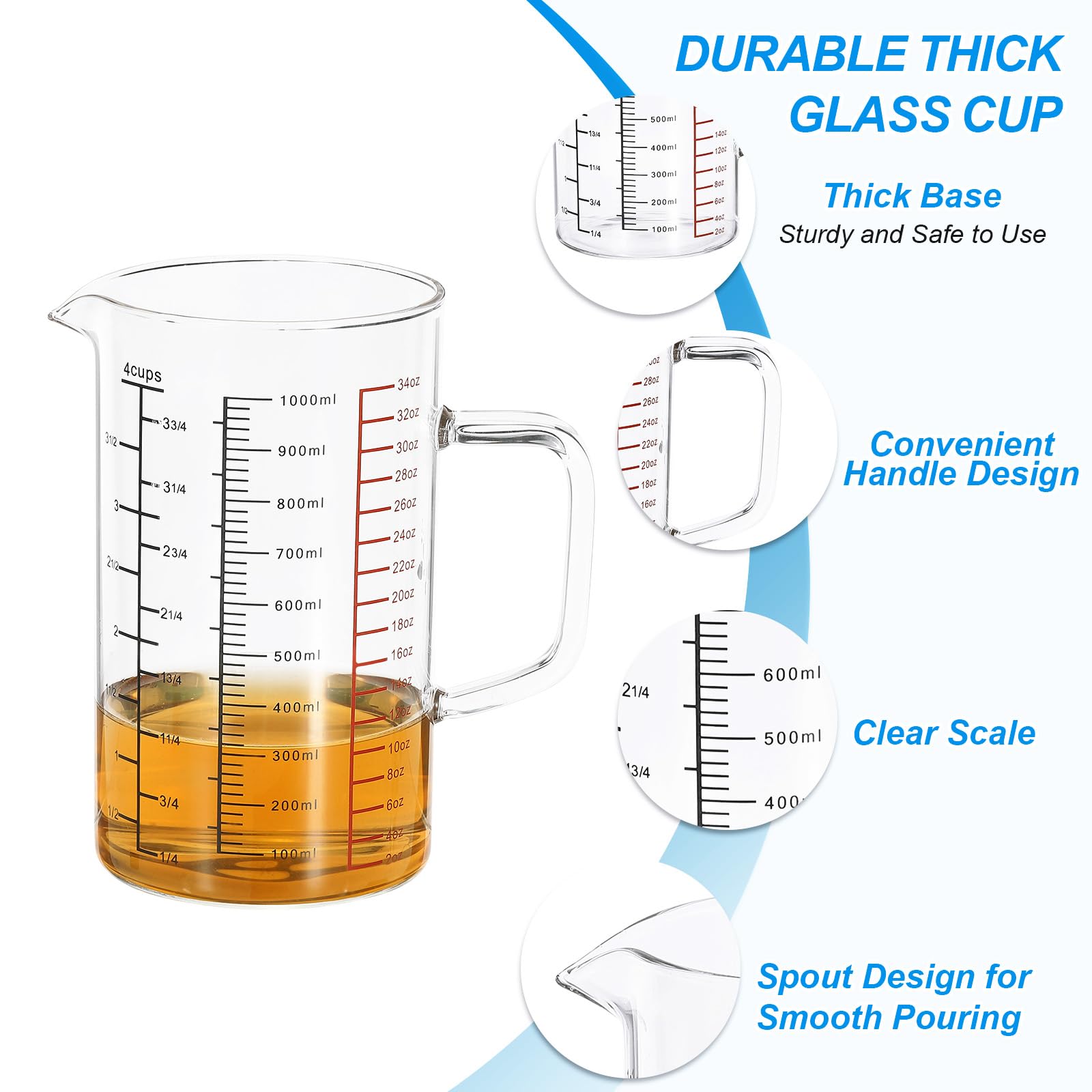 PATIKIL Glass Measuring Cup with Handle - Image 3