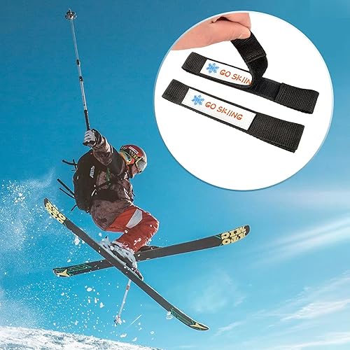 Miniatura 7 de Vecacosic 8 correas de retención de freno de esquí  Bandas de retención de freno de esquí universales de polipropileno negro con gancho y bucle,