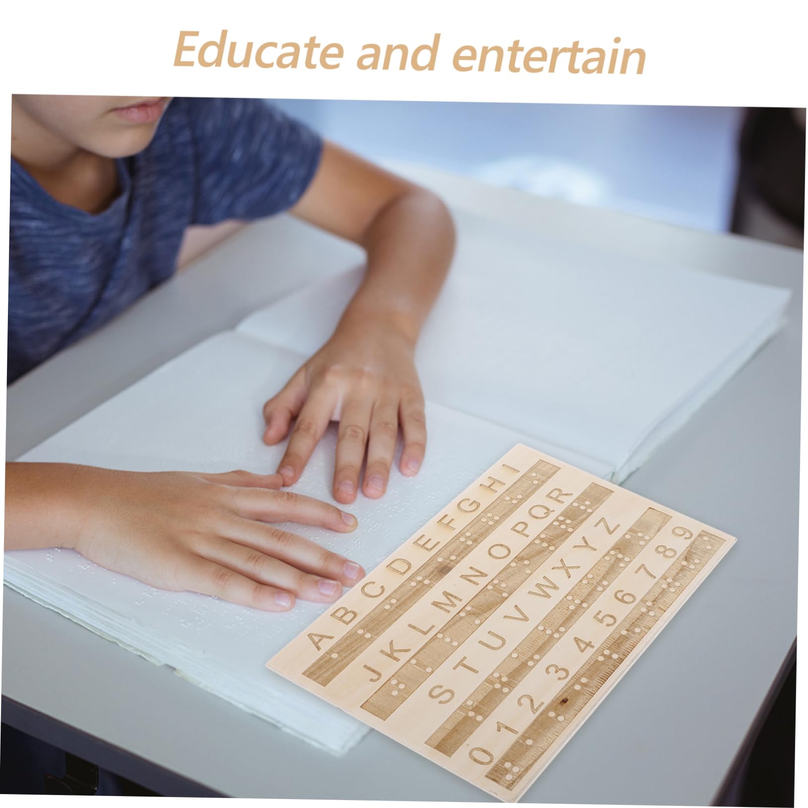 SOIMISS Tabellone Alfabeto Braille in Legno per Ragazzo Ragazza e Adulti, Strumento Educativo Tattile per Apprendimento Braille, Gioco Didattico Montessori per Principianti