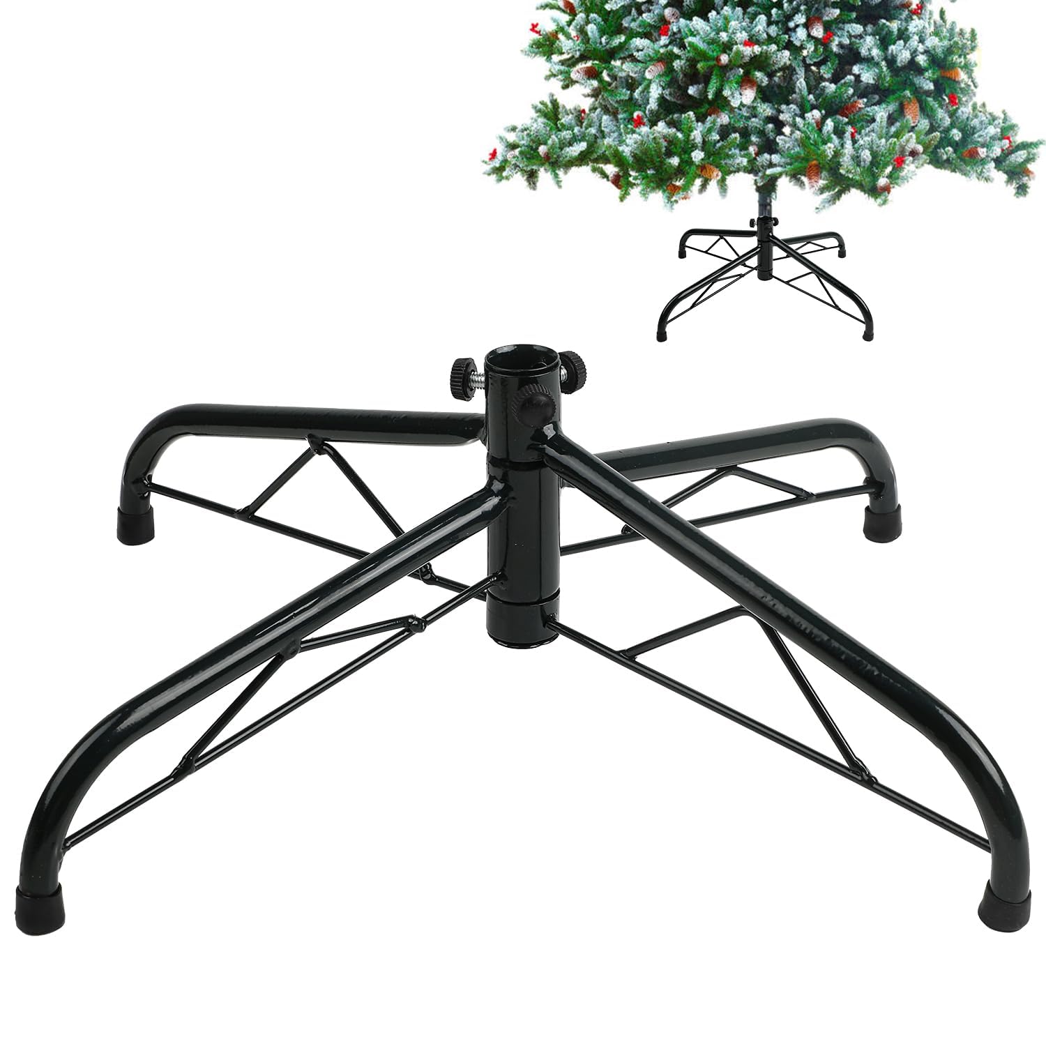SULOLI Base per Albero di Natale,40 cm,Supporto Verde per Albero in Metallo,Foro Diametro 22mm,Supporto Gomma per Decorazioni Natalizie
