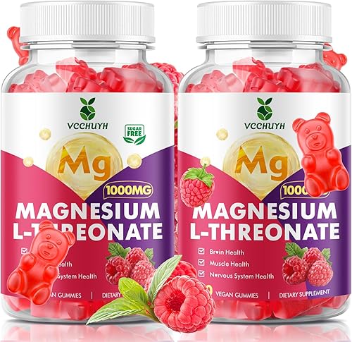 Miniatura 8 de Paquete de 2 gomitas de treonato de magnesio para niños y adultos, L-treonato de magnesio de 1000 mg de suplemento de treonato de magnesio que apoya