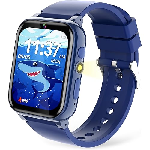 Fiechcco Kids Smart Watch Boys 4-6, Kids Watch Boys Gifts for Age 6-8 Birthday Christmas Stocking Stuffers for Kids Gifts for 3 5 7 6 8 Year Old Gift Ideas (Blue)