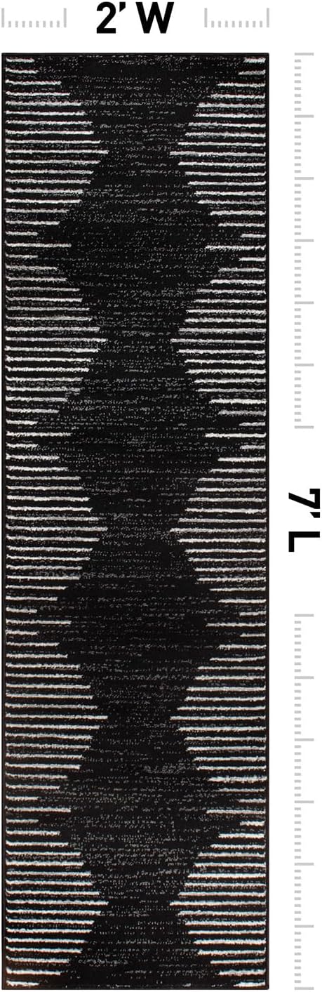 Tapete Bohemian Rayas Resistente a Manchas 2x7 Negro miniatura 2