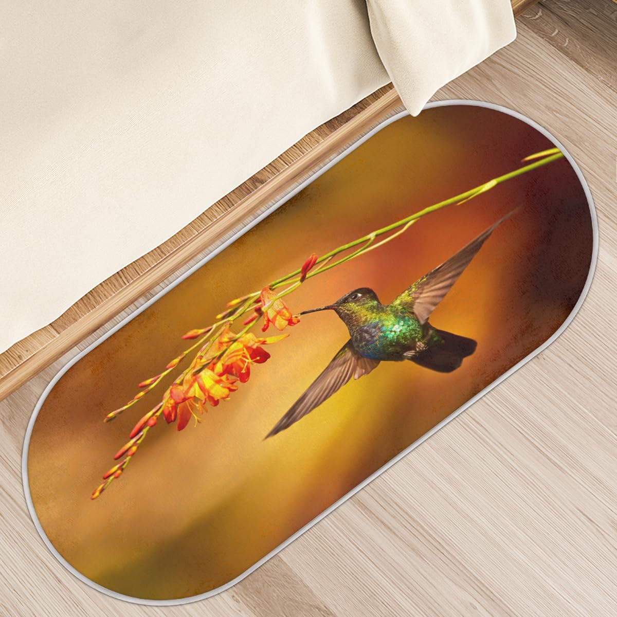 Tapis colibri tropique antidérapant pour éviter les glissades en cuisine