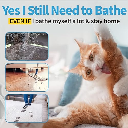 Miniatura 3 de Mooncat Kit de champú y cepillo para gatos sin agua, baño de espuma sin enjuague para gatos de pelo largo, aseo para pieles sensibles, desenredante,