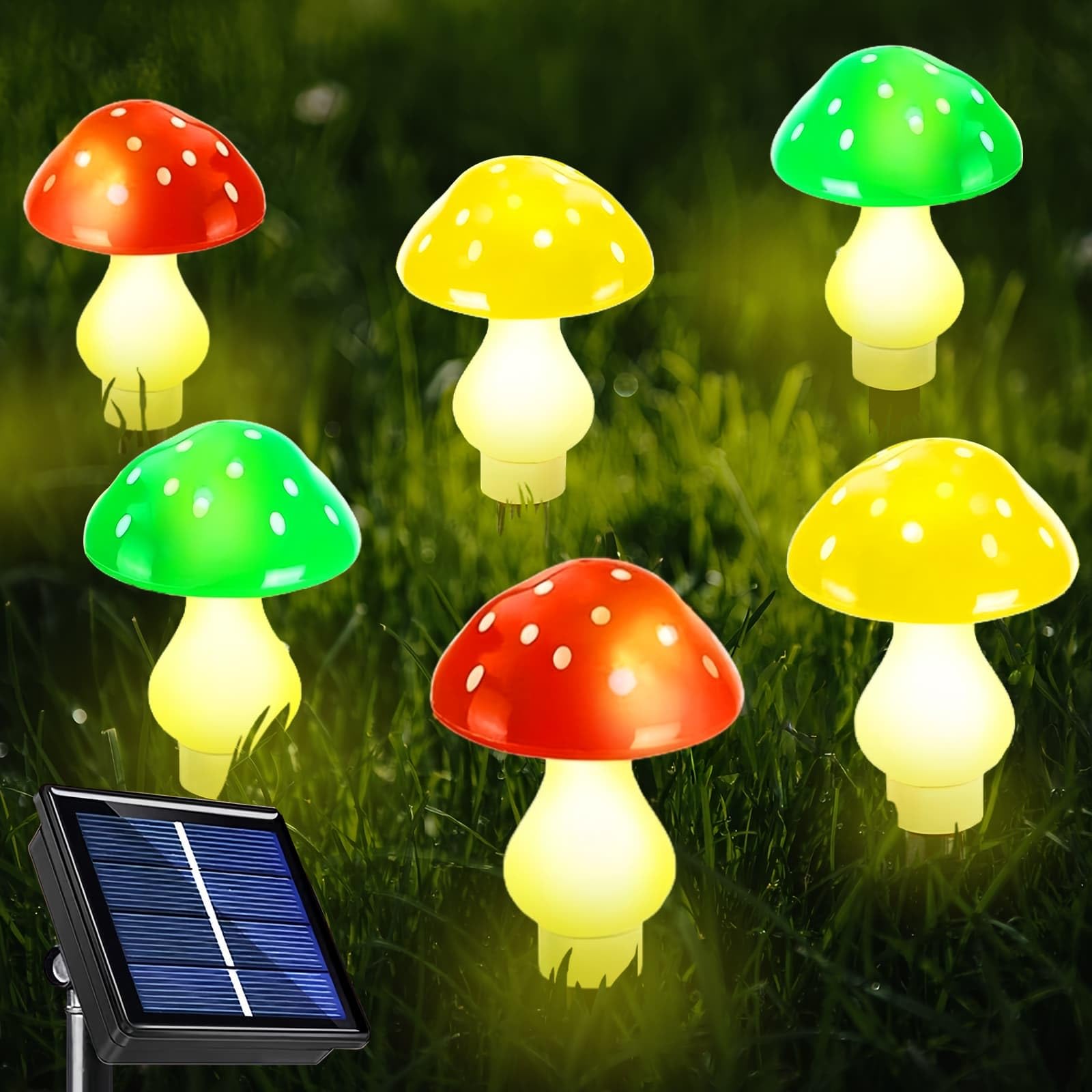 Mushroom Solar Lights Outdoor Garden, Solar Powered Mushroom Stake Lights