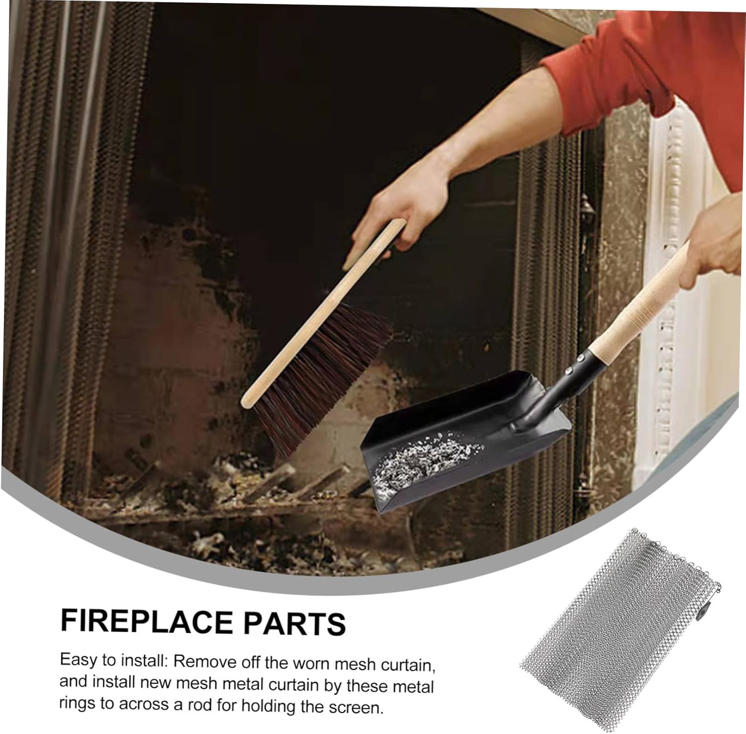 2pcs Modern Fireplace Screen Mesh Fireplace Curtains Screen Panels for Easy Install