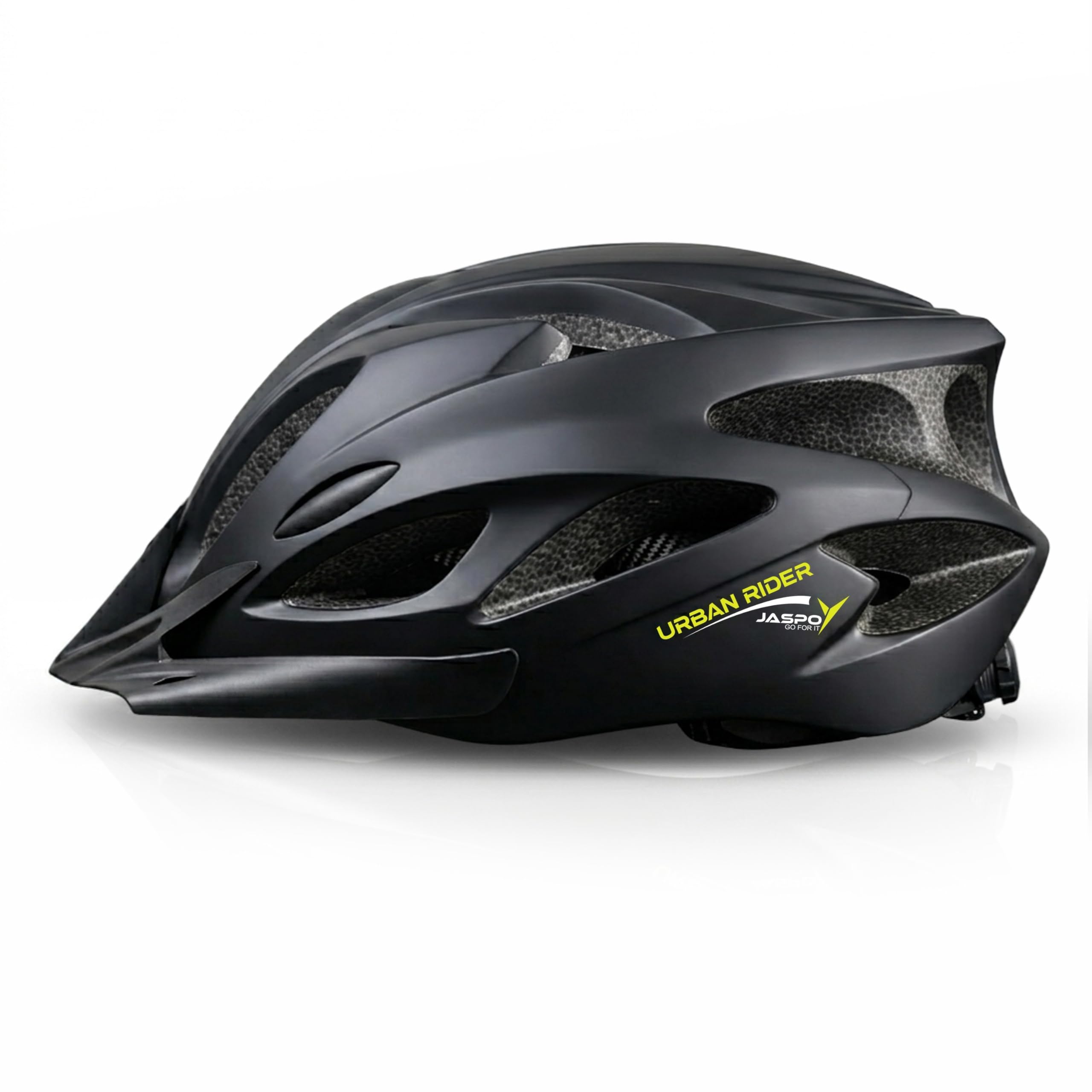 Jaspo Urban Rider Plus Cycling Helmet with Adjustable Spin Dial (Upto 5cm) | Detachable Visor | Quick-Release Buckle with Padded Chin Strap | Ideal for Men, Women & Kids (Black, Large (58-63cm))-picture-26
