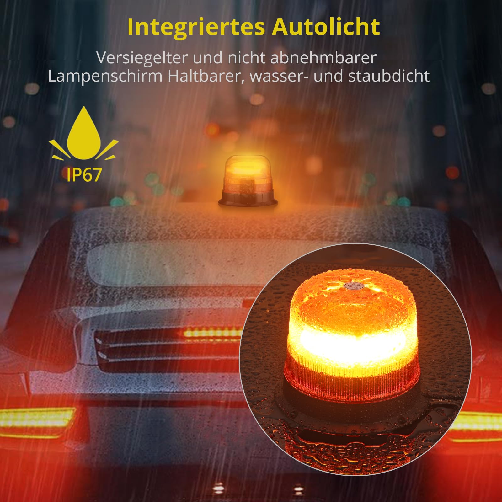 PROZOR 48LED Warnleuchte Notfall Warnblinklicht 10 Blitzmodus 48W Wasserbeständigkeit Magnetisch Warnlicht Stroboskoplicht Frontblitzer Notlicht für LKWs Traktoren Gabelstapler