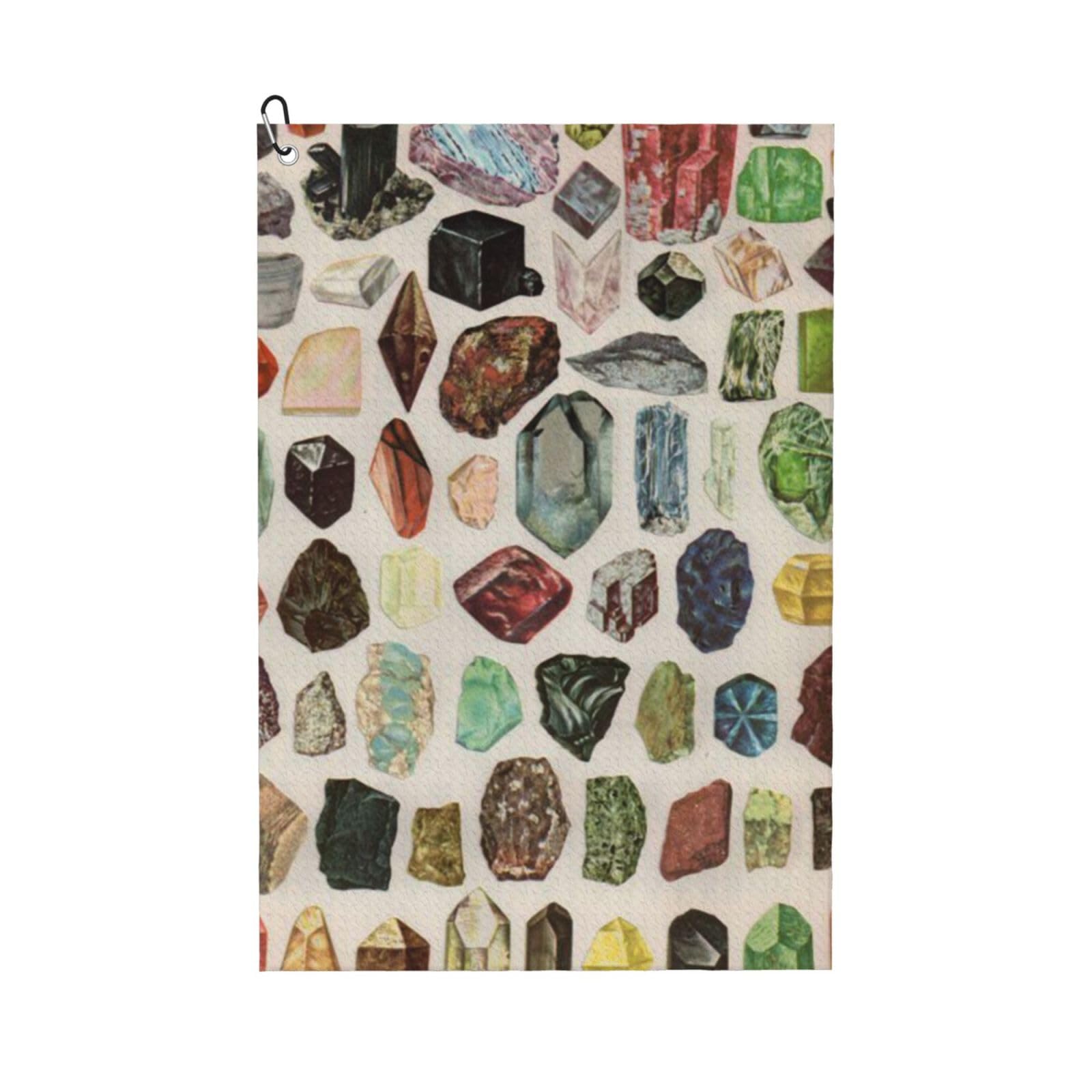 Hnnkloy Vintage Geology Gemstone Crystal Minerals, 16x24 in Portable Waffle Golf Towels with Carabiner Clip for Golf Bag