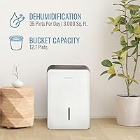 Vista 5 de Keystone Energy Star 35-Pint Portable Dehumidifier for Extra Large Rooms Up to 3,000 Sq.Ft. with Auto-Shutoff & Timer, Quiet Home Dehumidifier and