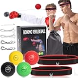 Boxing Reflex Ball for Kids and Adults,4 Levels Boxing Ball with 2 Adjustable Headbands,Boxing Equipment Punching Ball Great for Hand Eye Coordination Punching Speed and Fight Reaction