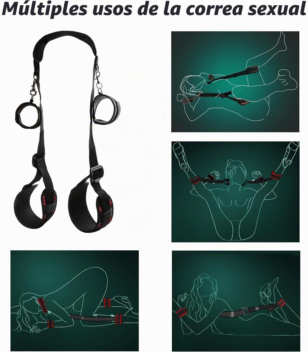 Sex Toys - Cojín de posición con correa de piel para bondage, muebles de rampa sexual para parejas de apoyo de posición profunda, arnés sexual para muslos y grilletes ajustables para mujeres y hombres