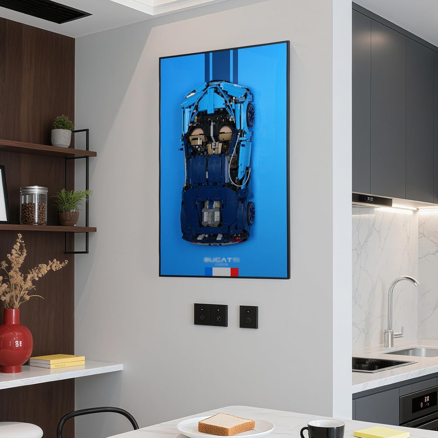 Display Wallboard Compatible with Lego Technic Bugatti Chiron 42083 Race Car- Premium Wall Mount Frame for Adult Collectors | Turn Your Master Build into Sophisticated Home Art (Board Only, 32"x20")