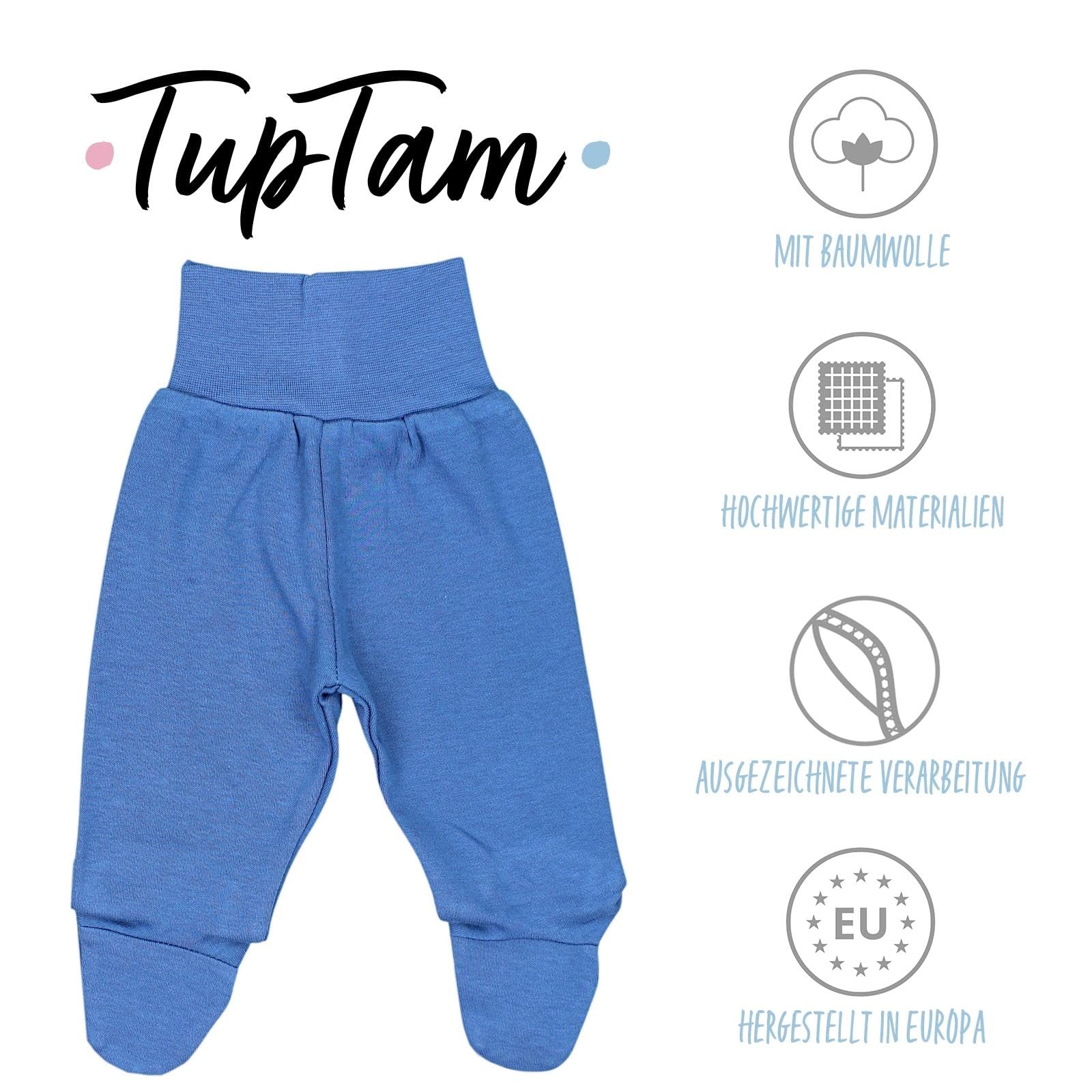 TupTam Pantaloni Cotone Bambino con Piedi 3 Pezzi – Pantaloni Tuta Bambino Morbidi in Vita Elastica