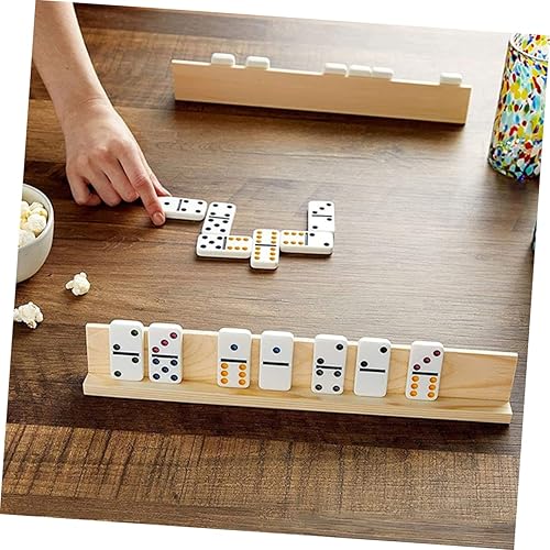 Miniatura 5 de FOYTOKI Soportes de madera para dominó, 8 piezas, juguetes de escritorio Marine Corp - Organizador de dominó de cumpleaños, estantes de dominó de