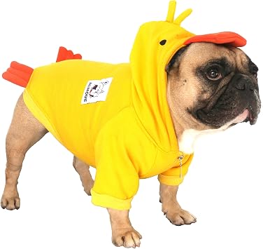 iChoue French Bulldog Halloween Duck Costume Clothes Hoodies Outfits, S