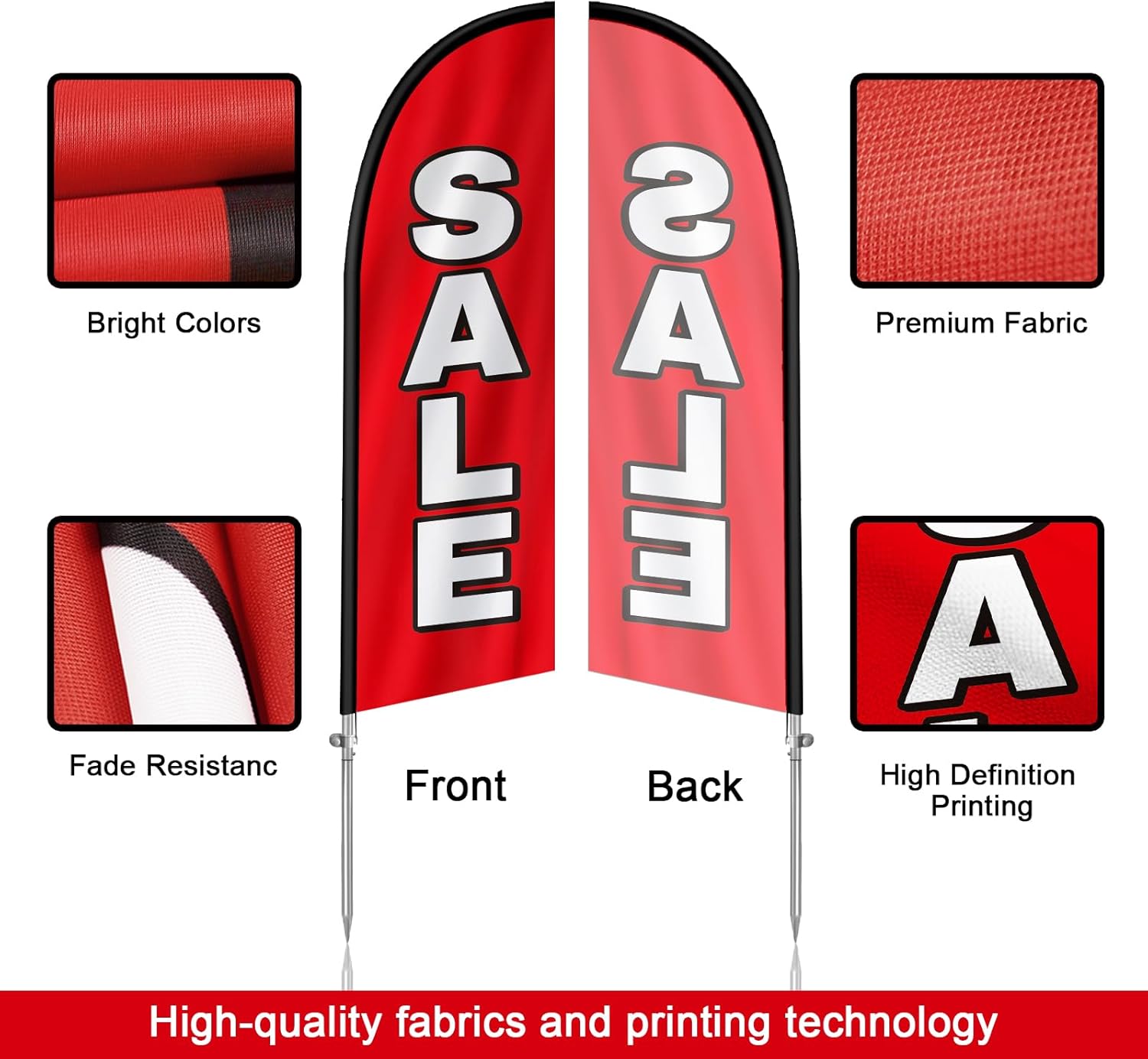 Sale Flag, 8FT Sale Flags for Outside, Yard Sale Signs with Flagpole and Ground Spike, Sale Swooper Flag for Retail Store Outdoor Advertising (8FT 02) - Image 3