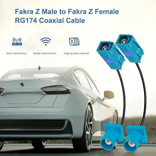 Miniatura 4 de TUOLNK Paquete de 2 6 pulgadas RF Pigtail Fakra Z hembra Jack a Fakra Z macho Cable de enchufe GPS Antena Cable coaxial RG174