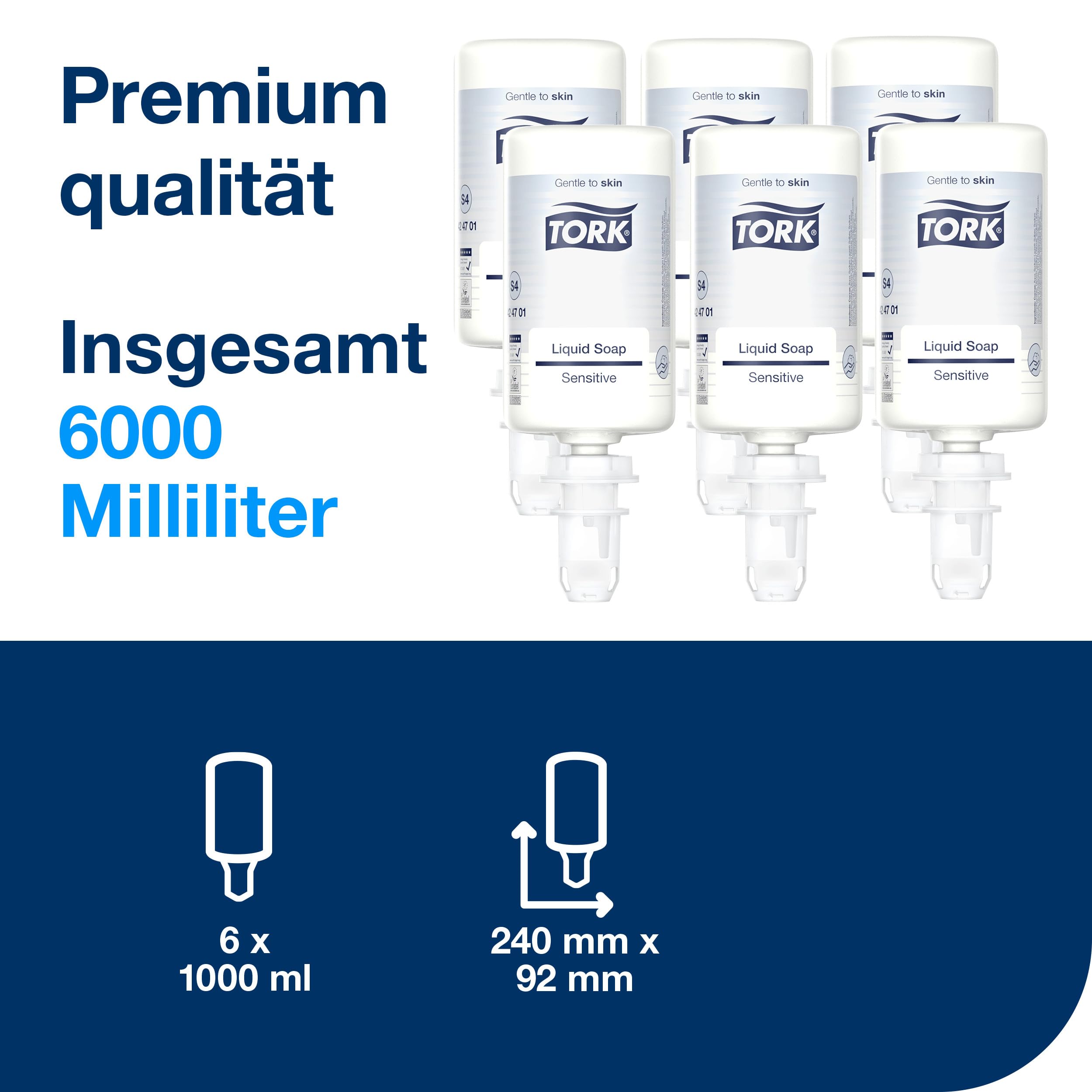 Tork Sensitive Flüssigseife S4, dermatologisch getestet, 6 נ1.000 ml, 424701