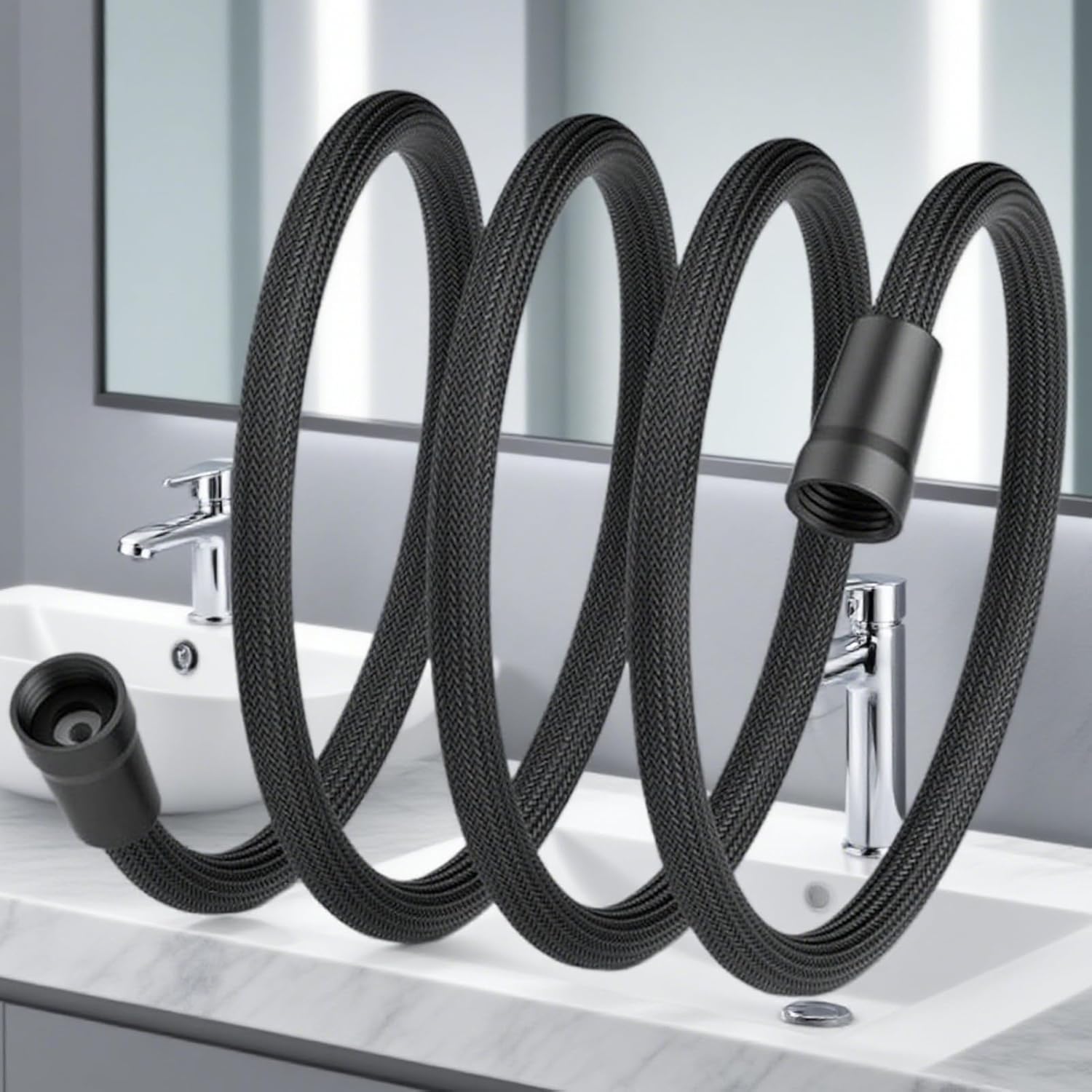 Detachable Shower Hose Replacement - Handheld Head Attachment, Nozzle RV | Bathroom Bathtub Kitchen Sink Use, Flexible Cleaning Applications