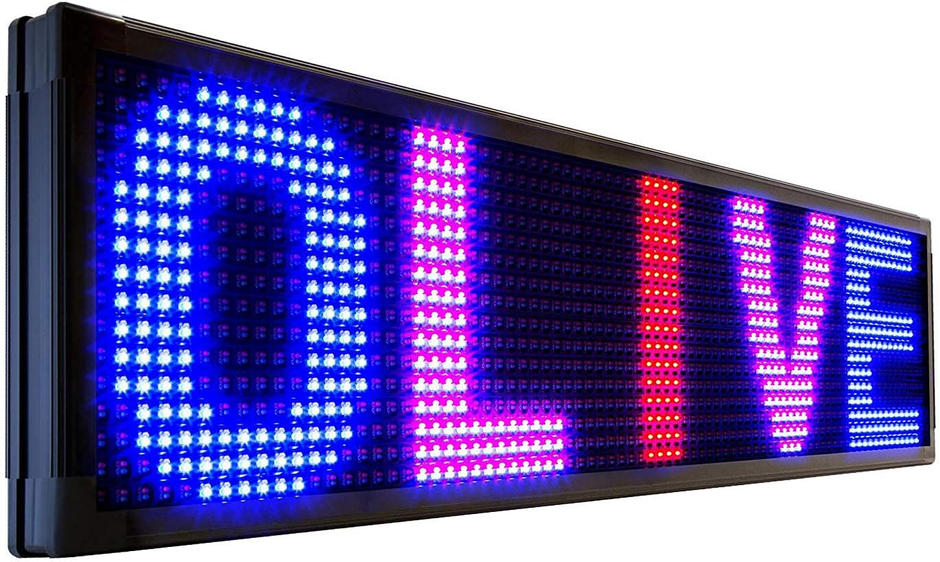 OLIVE LED Sign 3Color, RBP, P26, 19"x52" PC Programmable Scrolling Outdoor Message Display Signs EMC - Industrial Grade Business Ad Machine.
