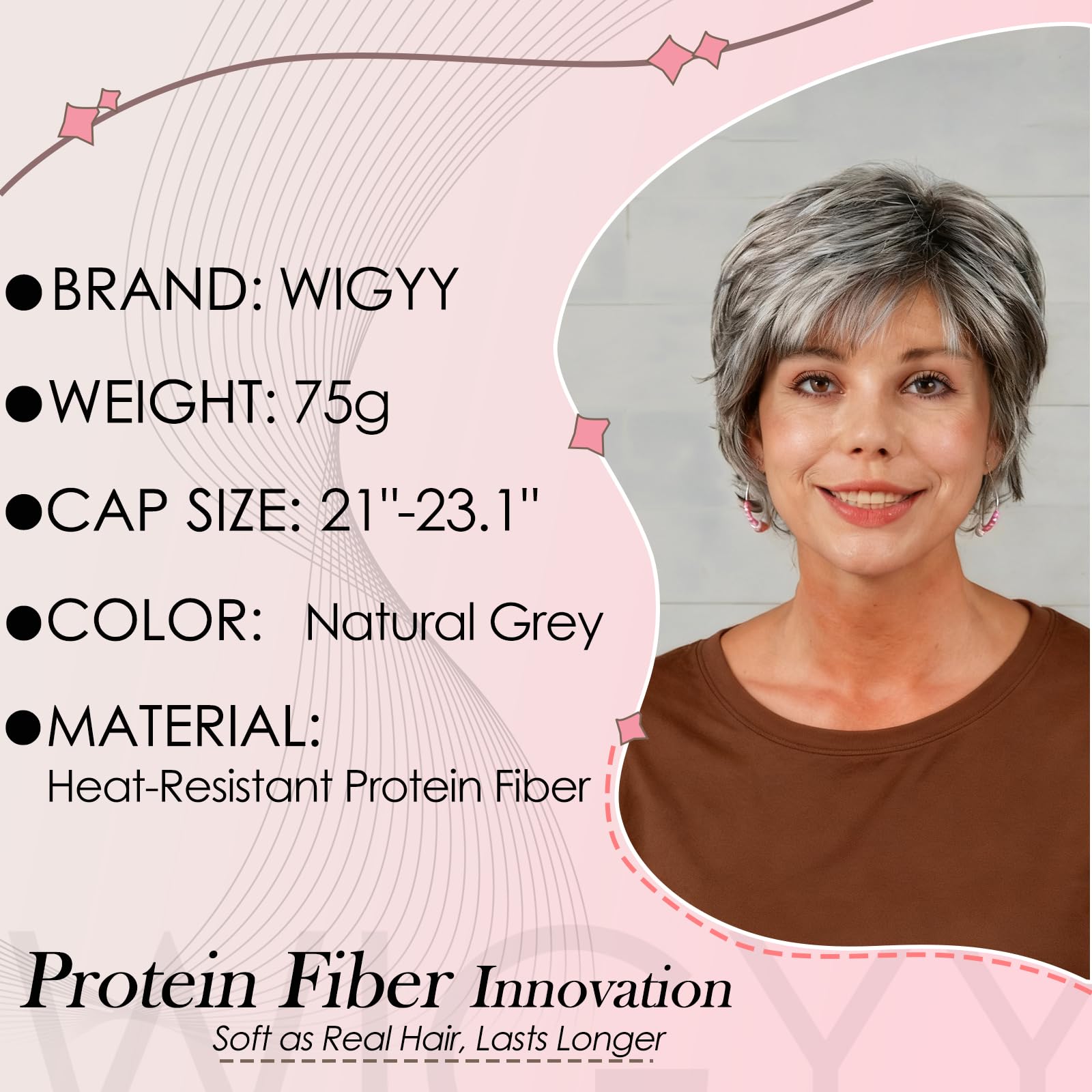 Amazon.com : WIGYY Light Gray Pixie Cut Wig for White Women  display picture 1