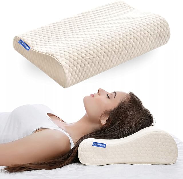 Orthopedic Memory Foam Pillow - Luxury, Deep Sleep Anti-Snore, Firm Comfort Pillow with Washable Hygienic Bamboo Polyester Cover, Reversible Orientation Design Pillow for Adjustable Comfort