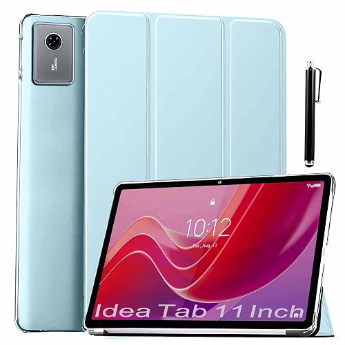 ProElite Case Cover for Lenovo idea Tab 11 inch Cover, Smart Flip Case Lenovo idea Tab 11 inch 2025 Tablet Translucent Back with Stylus Pen, Light Blue