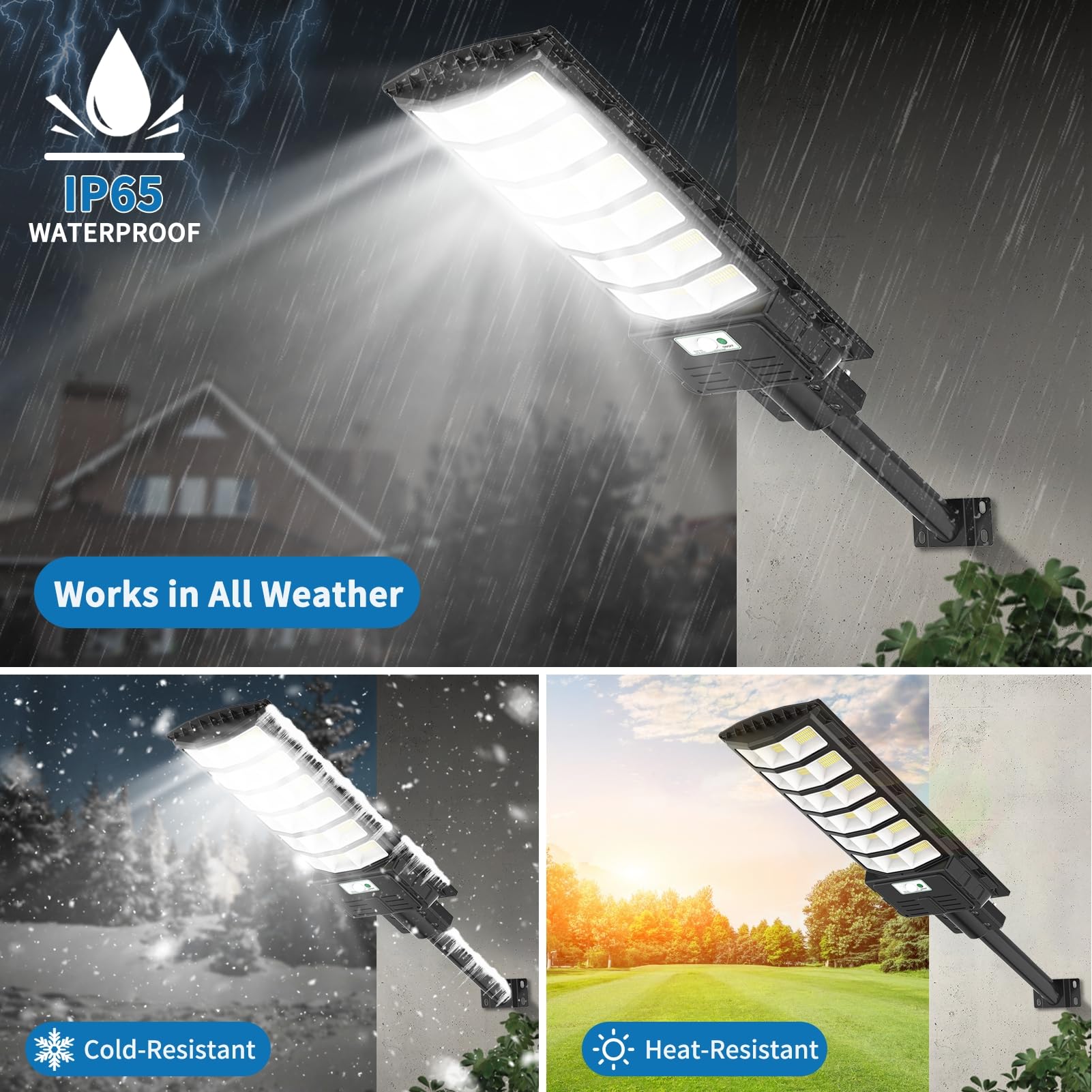 Sararoom 600W Solar Straßenlaterne, 594 LED Strassenlaterne Außenleuchte, Solarlampen Außen mit Bewegungsmelder - 4er 6500K IP65 Wasserdicht Solarstrahler Sicherheitsleuchte für Garten Garage Hof Wege