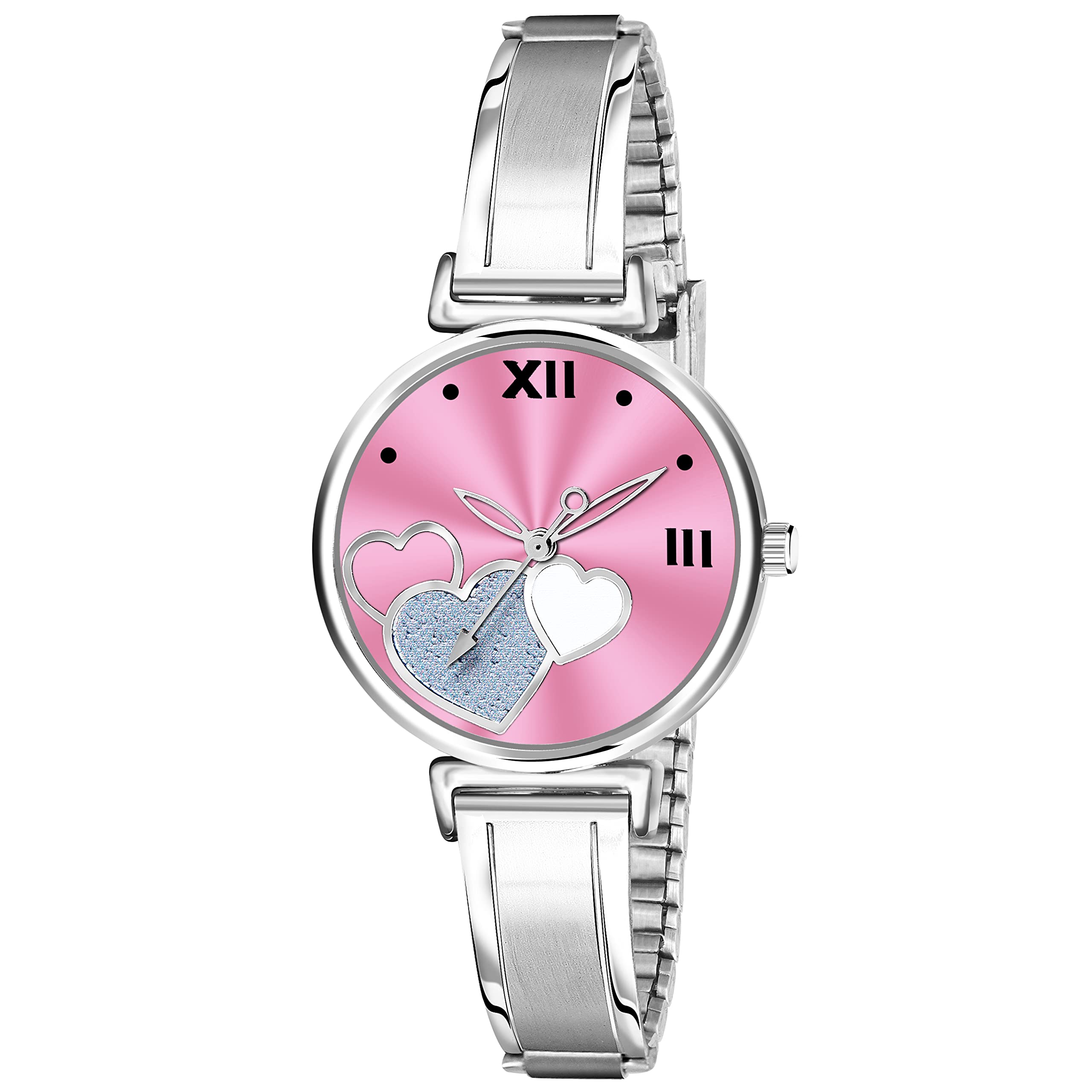 MIVAAN Analog Heart Dial Stainless Steel Strap Girls and Womans Wrist Watches (Pink) (B0BRNJ8FW4) Amazon Price History, Amazon Price Tracker
